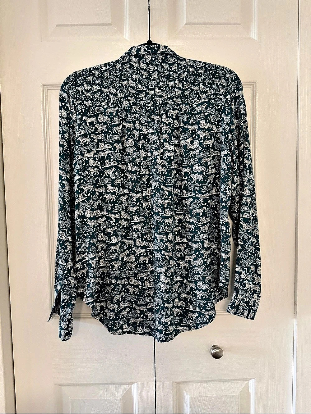 Anthropologie Maeve Emory Teal Tiger Print Blouse Size 6 - Picture 3 of 8